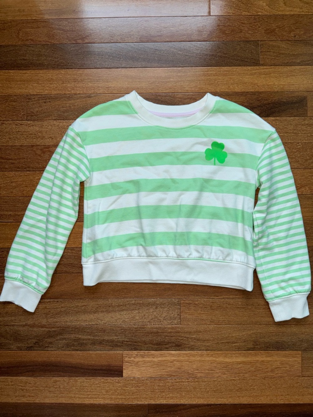 Cat & Jack Green and White Striped Long Sleeve Tee